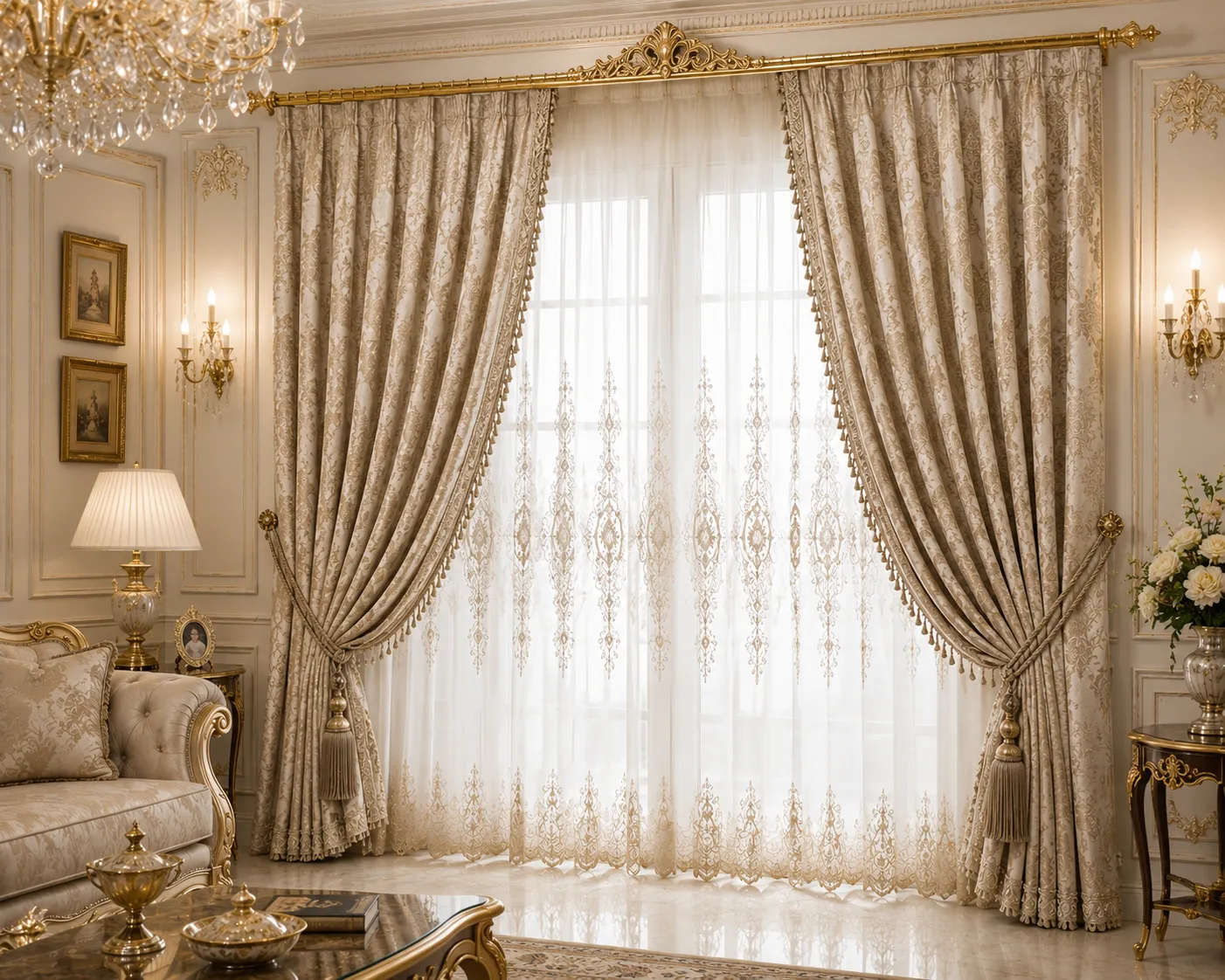 پرده ژاکارد کلاسیک مناسب پذیرایی لوکس