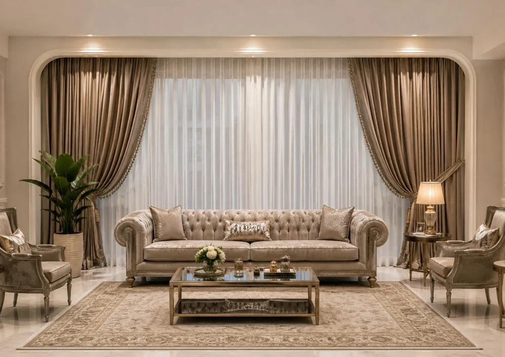 پرده پذیرایی حریر مات ترک