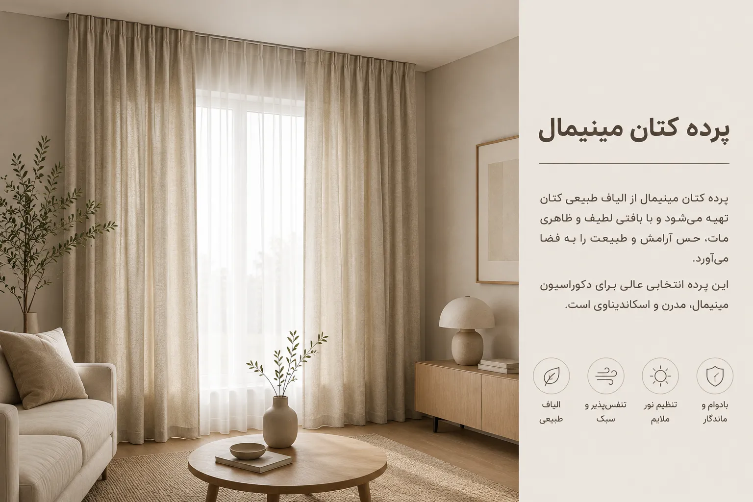 پرده کتان مینیمال